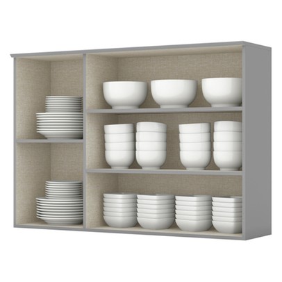 Armário Aéreo Cozinha 120 Cm Americana 3 Portas 100% Mdf Cinza C352 - Henn