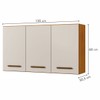 Armário Aéreo Cozinha Etios 3 Portas Nature/Off White - Kaiki Móveis