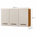 Armário Aéreo Cozinha Etios 3 Portas Nature/Off White - Kaiki Móveis