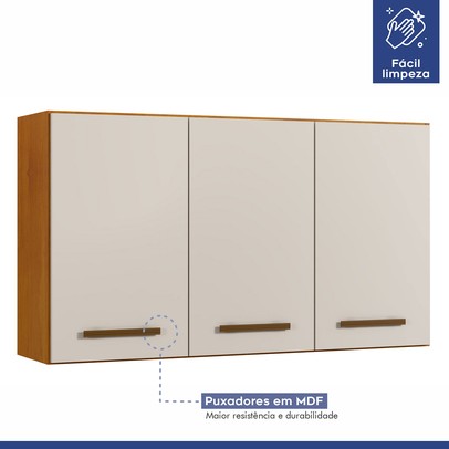 Cozinha Completa Atenas 14 Portas 3 Gavetas Nature/Off White - Kaiki Móveis