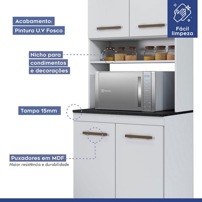 Cozinha Completa Atenas 14 Portas 3 Gavetas Branco - Kaiki Móveis