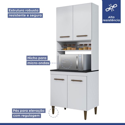 Cozinha Completa Atenas 14 Portas 3 Gavetas Branco - Kaiki Móveis