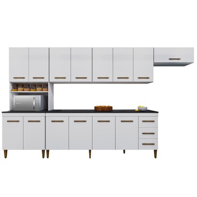 Cozinha Completa Atenas 14 Portas 3 Gavetas Branco - Kaiki Móveis