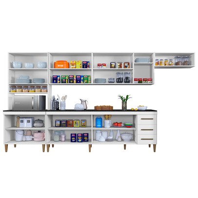 Cozinha Completa Atenas 14 Portas 3 Gavetas Branco - Kaiki Móveis