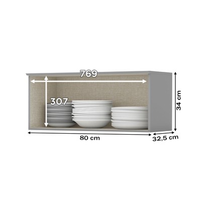 Armário Aéreo Cozinha 80 Cm Americana 1 Porta Basculante 100% Mdf Cinza - Henn