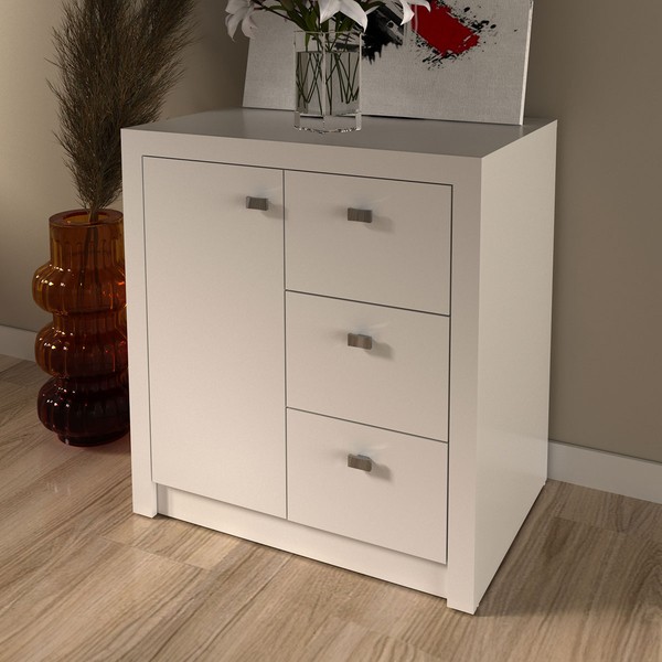 Armário para Escritório Baixo 1 Porta 3 Gavetas Me4111 Branco - Tecno Mobili