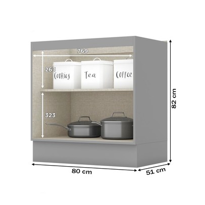 Armário de Cozinha 80 Cm Americana 2 Portas 100% Mdf Cinza C355 - Henn