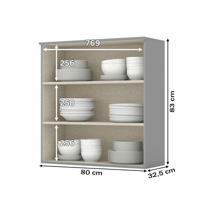 Armário Aéreo Cozinha 80 Cm Americana 2 Portas 100% Mdf Cinza - Henn