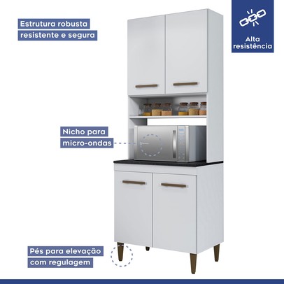 Cozinha Completa Atenas 12 Portas 3 Gavetas Branco - Kaiki Móveis