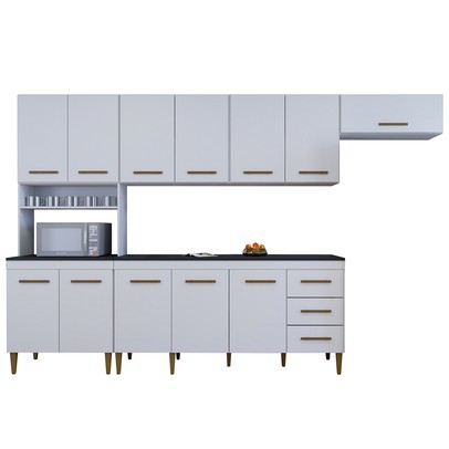 Cozinha Completa Atenas 12 Portas 3 Gavetas Branco - Kaiki Móveis