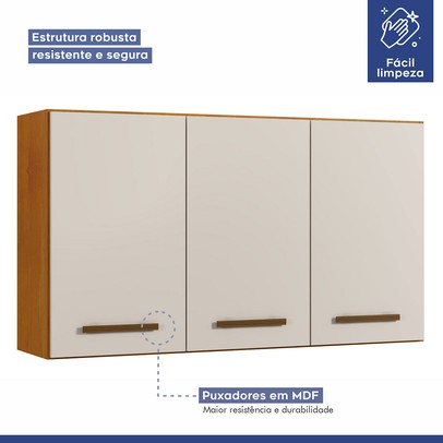 Cozinha Completa Atenas 10 Portas 3 Gavetas Nature/Off White - Kaiki Móveis