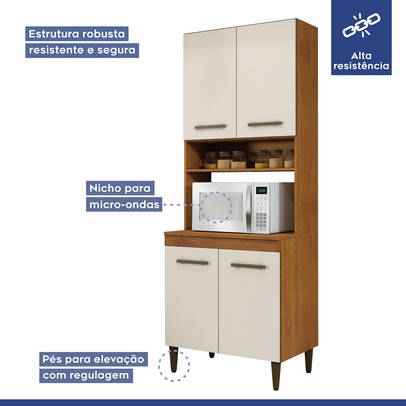 Cozinha Completa Atenas 10 Portas 3 Gavetas Nature/Off White - Kaiki Móveis