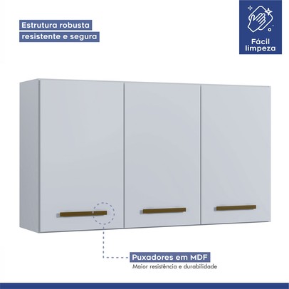 Cozinha Completa Atenas 10 Portas 3 Gavetas Branco - Kaiki Móveis