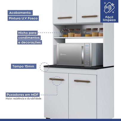 Cozinha Completa Atenas 10 Portas 3 Gavetas Branco - Kaiki Móveis