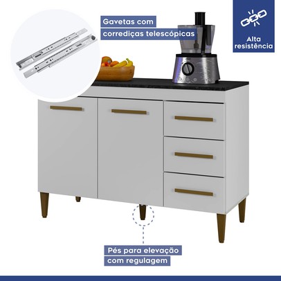 Cozinha Completa Atenas 10 Portas 3 Gavetas Branco - Kaiki Móveis