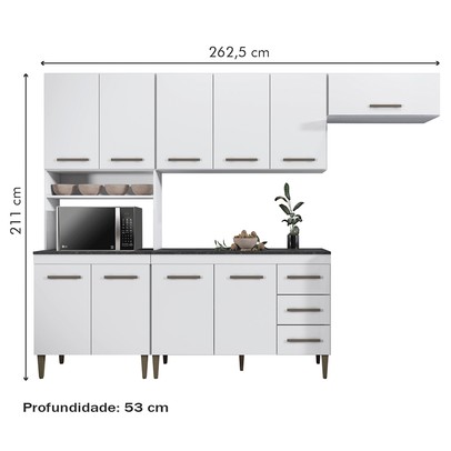 Cozinha Completa Atenas 10 Portas 3 Gavetas Branco - Kaiki Móveis