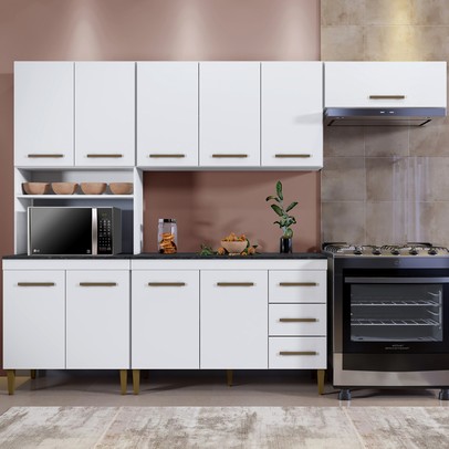 Cozinha Completa Atenas 10 Portas 3 Gavetas Branco - Kaiki Móveis