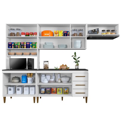 Cozinha Completa Atenas 10 Portas 3 Gavetas Branco - Kaiki Móveis