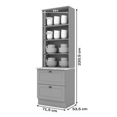 Cristaleira Americana 2 Portas 2 Gavetas 100% Mdf Branco/Nature - Henn