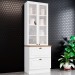 Cristaleira Americana 2 Portas 2 Gavetas 100% Mdf Branco/Nature - Henn