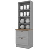 Cristaleira Americana 2 Portas 2 Gavetas 100% Mdf Cinza/Nature - Henn