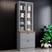 Cristaleira Americana 2 Portas 2 Gavetas 100% Mdf Cinza/Nature - Henn