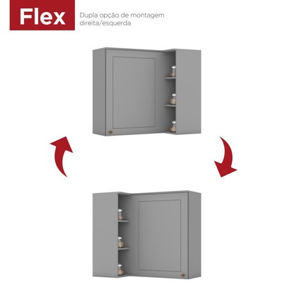 Armário Aéreo Cozinha 83 Cm Americana 1 Porta 100% Mdf Cinza C359 - Henn