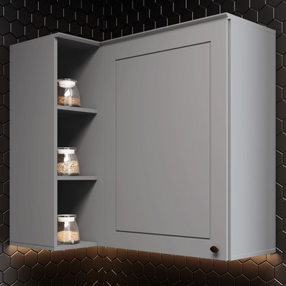 Armário Aéreo Cozinha 83 Cm Americana 1 Porta 100% Mdf Cinza C359 - Henn