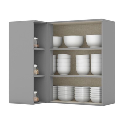 Armário Aéreo Cozinha 83 Cm Americana 1 Porta 100% Mdf Cinza C359 - Henn