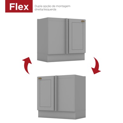 Armário de Cozinha para Canto Americana 1 Porta 100% Mdf Cinza - Henn