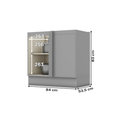 Armário de Cozinha para Canto Americana 1 Porta 100% Mdf Cinza - Henn