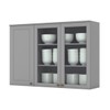 Armário Aéreo Cozinha 120 Cm Americana 3 Portas 100% Mdf Cinza C363 - Henn