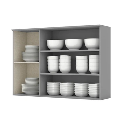 Armário Aéreo Cozinha 120 Cm Americana 3 Portas 100% Mdf Cinza C363 - Henn