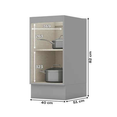 Armário de Cozinha Americana 1 Porta 100% Mdf Cinza C365 - Henn