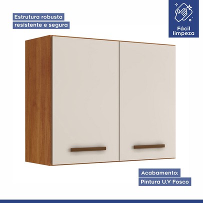 Cozinha Compacta Atenas 9 Portas 3 Gavetas Nature/Off White - Kaiki Móveis