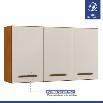 Cozinha Compacta Atenas 9 Portas 3 Gavetas Nature/Off White - Kaiki Móveis