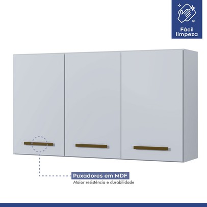 Cozinha Compacta Atenas 9 Portas 3 Gavetas Branco - Kaiki Móveis