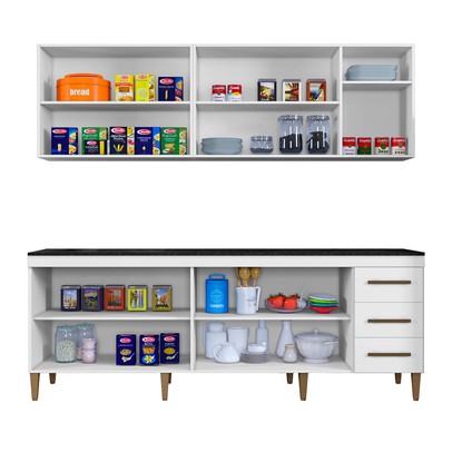 Cozinha Compacta Atenas 9 Portas 3 Gavetas Branco - Kaiki Móveis