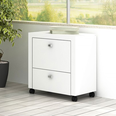 Gaveteiro Arquivo com Rodízios 2 Gavetas Me4112 Branco - Tecno Mobili