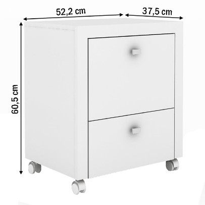 Gaveteiro Arquivo com Rodízios 2 Gavetas Me4112 Branco - Tecno Mobili