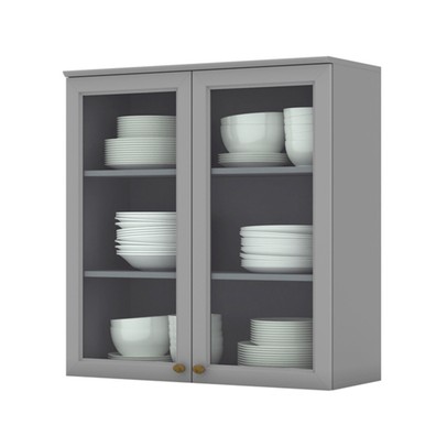 Armário Aéreo Cozinha Americana 2 Portas com Vidro Cinza - Henn