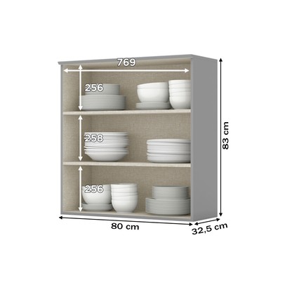 Armário Aéreo Cozinha Americana 2 Portas com Vidro Cinza - Henn