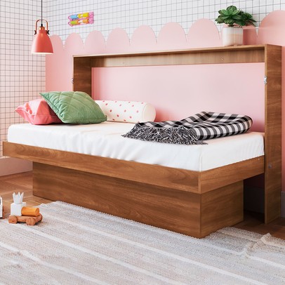 Mini-Cama Young Articulável com Mesa de Estudo Nogal  - Art In Móveis