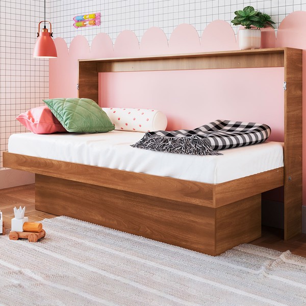 Mini-Cama Young Articulável com Mesa de Estudo Nogal  - Art In Móveis