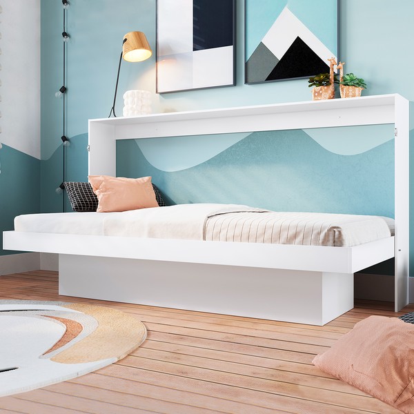 Cama de Solteiro Latino Articulável com Mesa de Estudo Branco - Art In Móveis