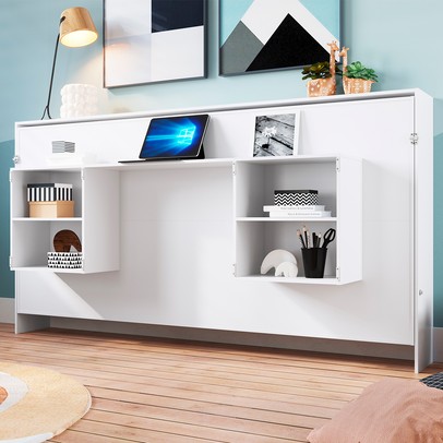 Cama de Solteiro Latino Articulável com Mesa de Estudo Branco - Art In Móveis