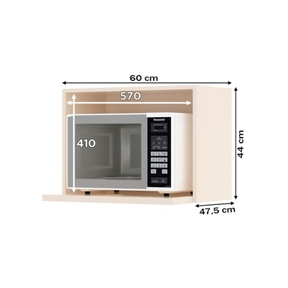 Armário Aéreo Cozinha Integra para Micro-Ondas 60cm Off White - Henn