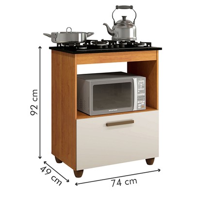 Armário de Cozinha para Cooktop Salvia 1 Porta 1248 Nature/Off White - Kaiki Móveis