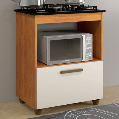 Armário de Cozinha para Cooktop Salvia 1 Porta 1248 Nature/Off White - Kaiki Móveis