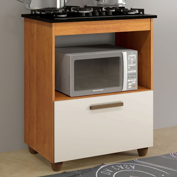 Armário de Cozinha para Cooktop Salvia 1 Porta 1248 Nature/Off White - Kaiki Móveis